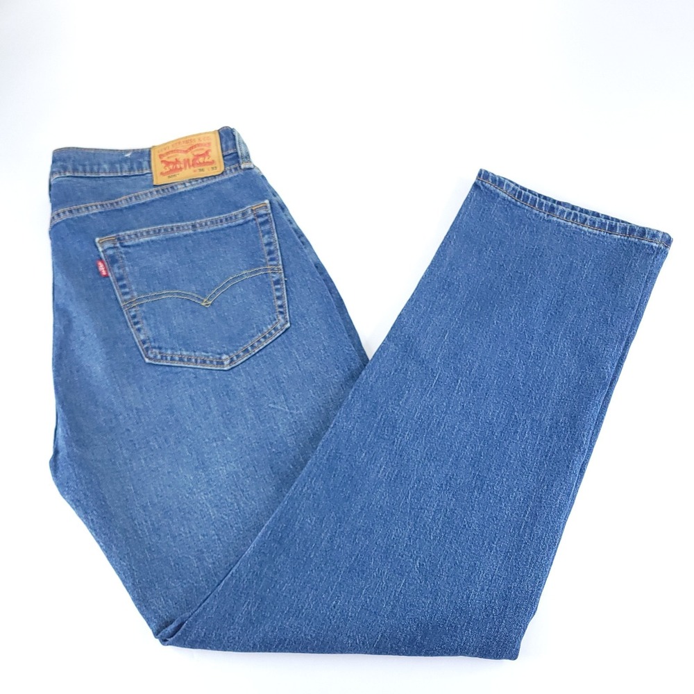 NWT Levis 505 Jeans  Mens 36x32 Regular Fit Straight Leg Stretch Blue Casual